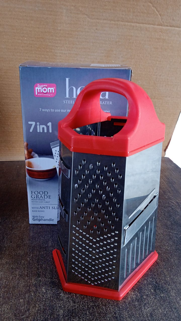 Supermom 7-in-1 Heavy Duty Stainless Steel Box Grater with Ergonomic Handle (1 Pc) Supermom 7-in-1 Heavy Duty Stainless Steel Box Grater with Ergonomic Handle (1 Pc)
